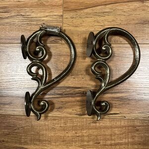 Ornate Solid Metal Brass Scroll Shelf Brackets  Wall Hooks Plant Hangers 7”